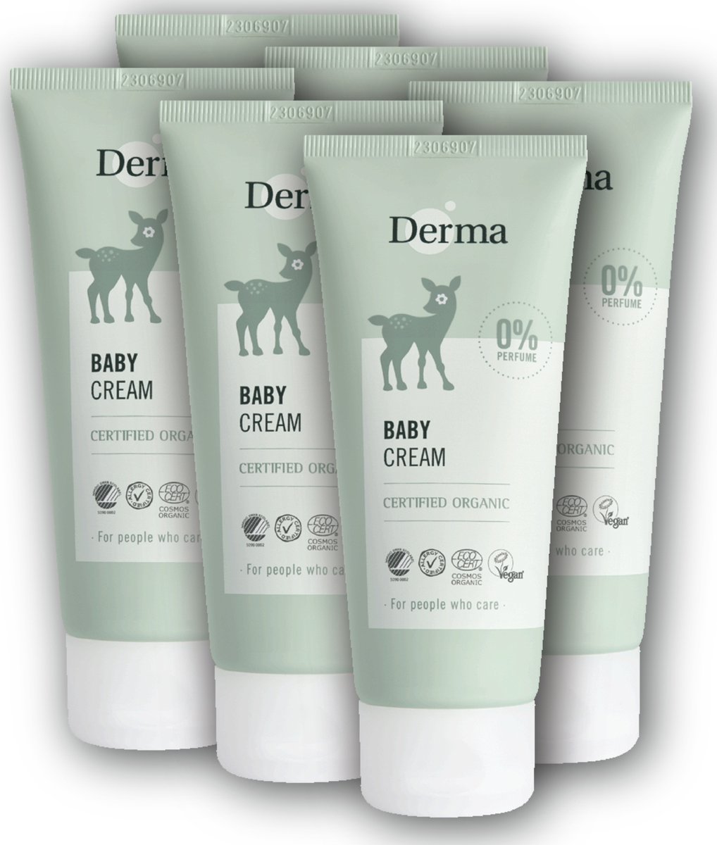 Derma Eco Baby Creme - Parfumvrij - Hypoallergeen - voor Gevoelige Babyhuid - 6 x 100ml