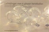 Lichtslinger met 6 glazen kerstballen - 18 lampjes - Guirlande - Batterijen