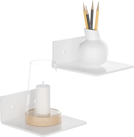 Set Van 2 Wit Zwevend Rek, 20 cm Kleine Wandplanken, Zwevende Planken