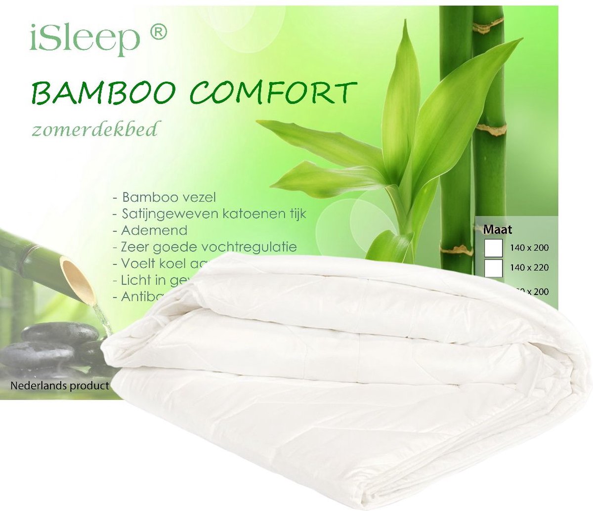 iSleep Zomerdekbed Bamboo Comfort - 100% Bamboe Zomer Dekbed Kinder - Kinderdekbed - Junior - 120x150 cm - Wit