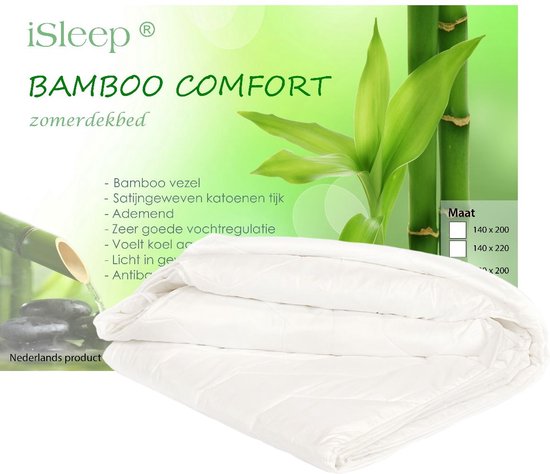 iSleep Zomerdekbed Bamboo Comfort - Kinderdekbed - Junior - 120x150 cm - Wit