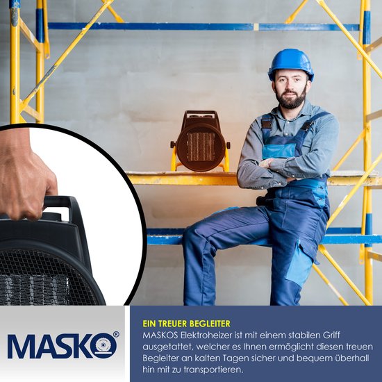 Masko Chauffage Électrique Soufflant 5kW - 5000W Thermostat 3 Niveaux Intérieur Extérieur