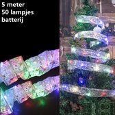 LED Versieringslint - 5 Meter 50 LED Lichtjes - Werkt op batterijen - Flexibel en Vormbaar - Geschikt voor Verjaardagen, Moederdag, Valentijnsdag en andere gelegenheden - Multicolour - Zilver