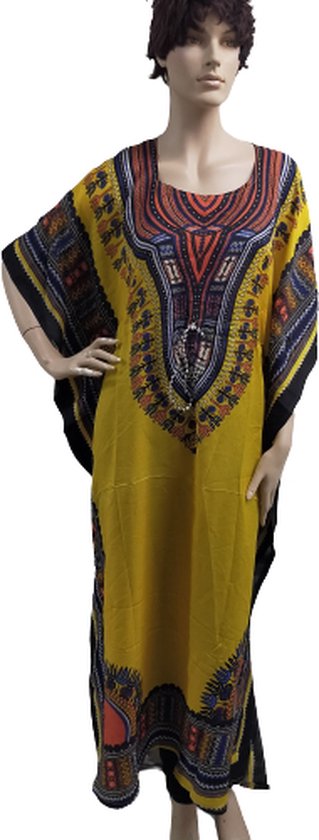 Kaftan, Maxi jurk, Bohemian Patroon, Oriental Dashiki Nieuwe Collectie Geel