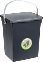 Excellent Houseware Gft afvalbakje voor aanrecht - 5,5L - antraciet grijs - afsluitbaar - compostbakje