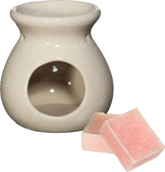 Ideas4seasons Amberblokjes/geurblokjes cadeauset - roos geur - inclusief geurbrander