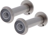 AMIG deurspion/kijkgat - 2x - mat zilver - deurdikte 60-85mm - 160 graden kijkhoek - 16mm boorgat