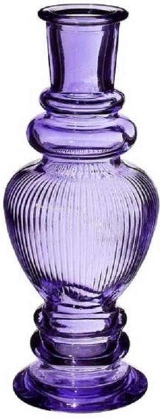 Ideas 4 Seasons Vase à Fleurs Venice - pour petites tiges/bouquets - Verre décoratif coloré - Violet strié - D5,7 x H15 cm