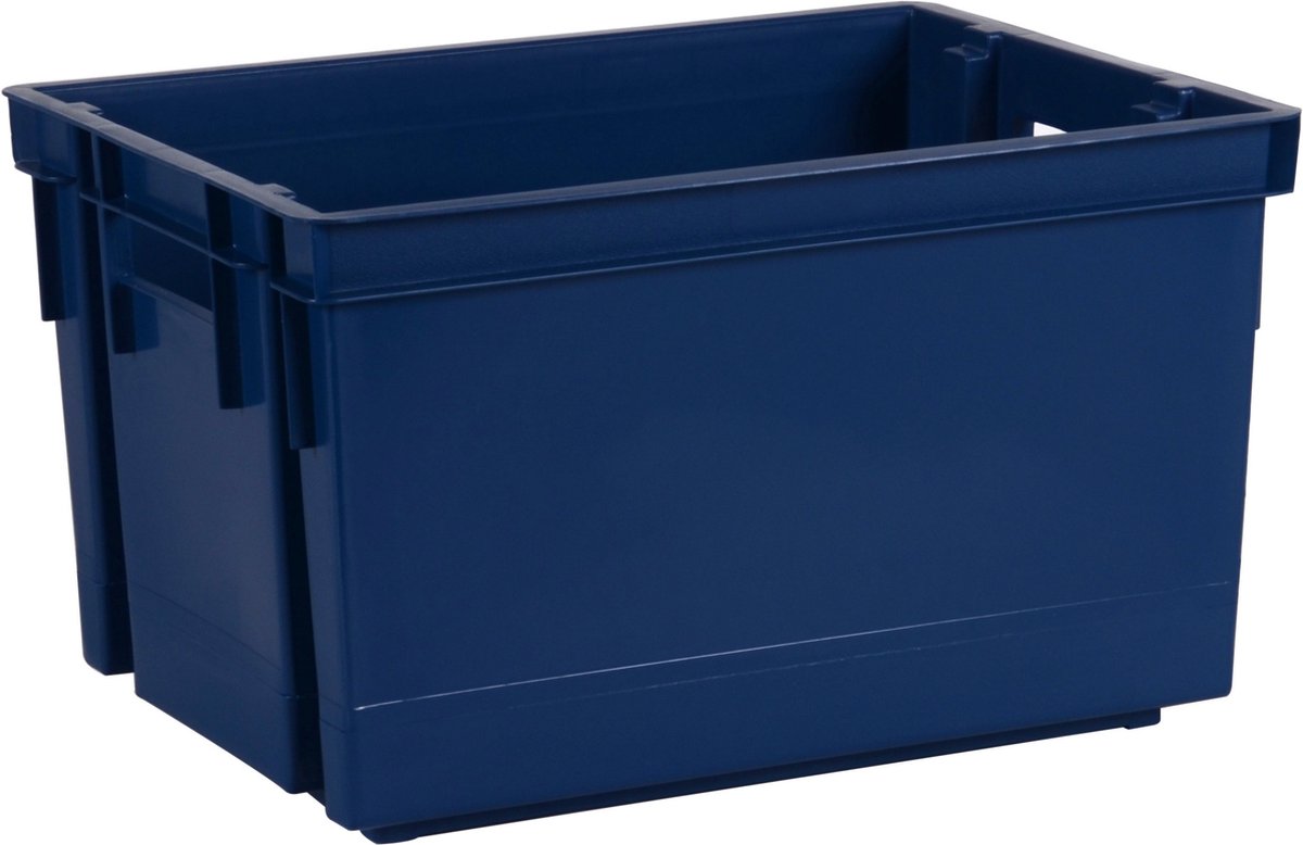 EDA Opbergbox/opbergkrat 20 L - blauw - kunststof - 39 x 29 x 23 - stapelbaar/nestbaar