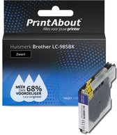PrintAbout huismerk Inktcartridge LC-985BK Zwart geschikt voor Brother