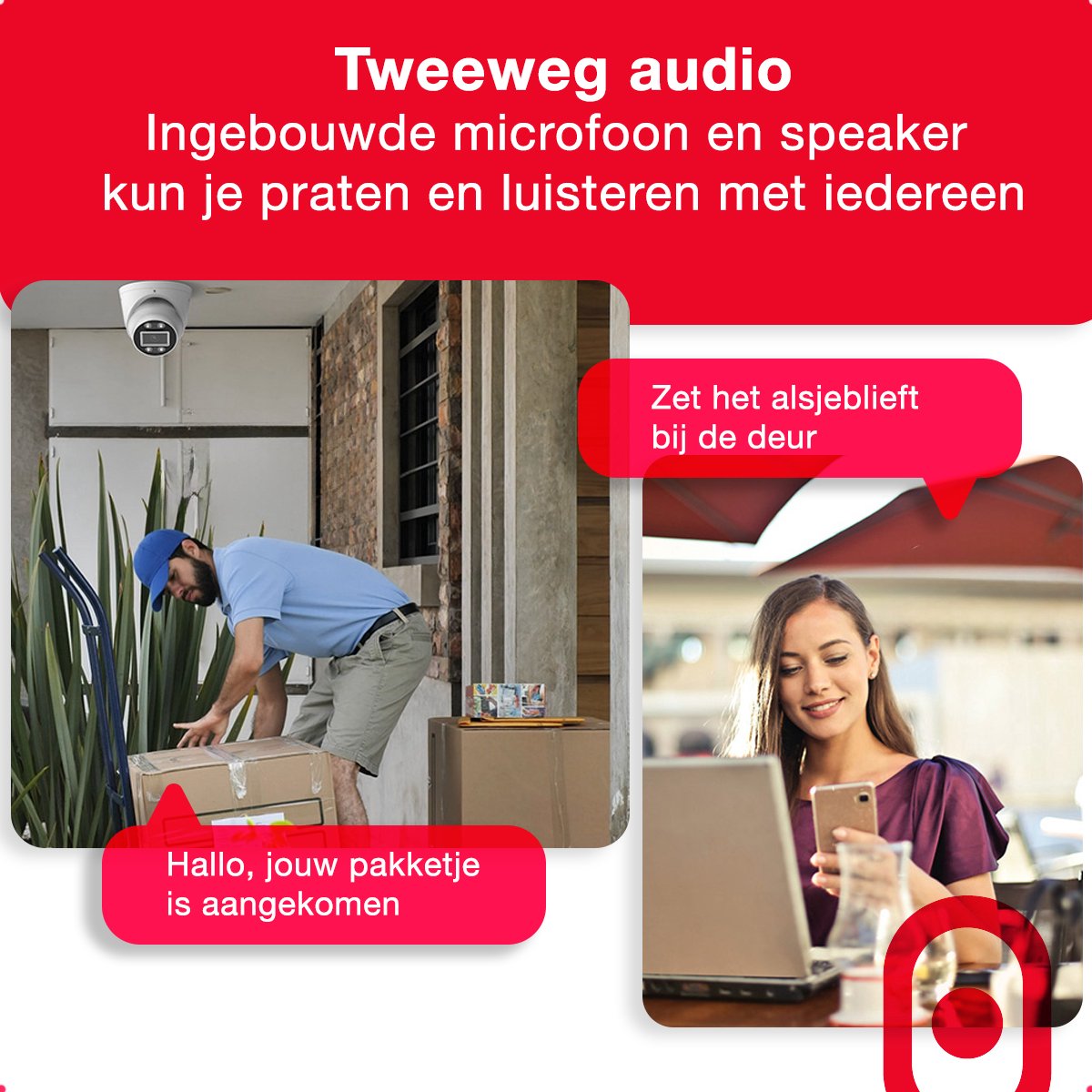 Afbeelding 3 van Foscam T5EP IP Camera - 3K QHD- PoE - IP turret camera - Nachtzicht - Geluid en lichtalarm - Zwart
