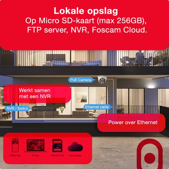 Foscam T5EP IP Camera - 3K QHD- PoE - IP turret camera - Nachtzicht - Geluid en lichtalarm - Zwart van Foscam — afbeelding 5