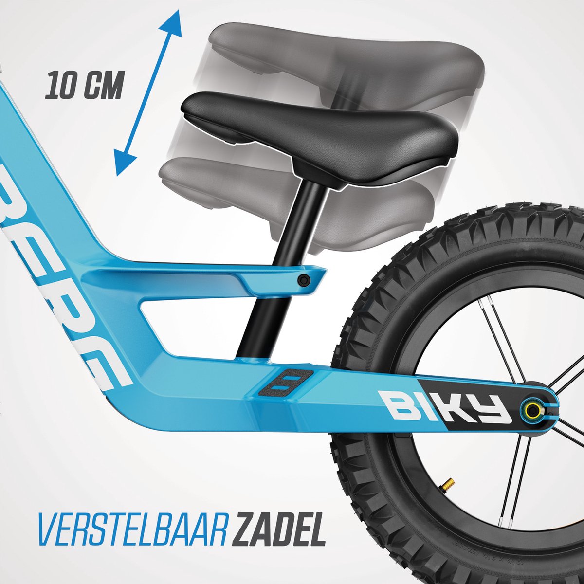 BERG Biky Cross Blue Loopfiets - 12 inch - Met handrem - Lichtgewicht frame van magnesium - Verstelbaar zadel - 2,5+ Jaar - Blauw — afbeelding 6