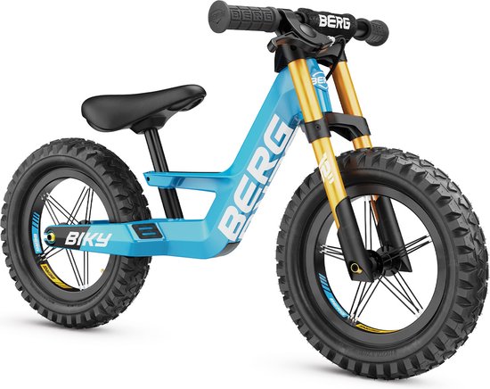 BERG Biky Cross Blue Loopfiets - 12 inch - Met handrem - Lichtgewicht frame van magnesium - 2 tot 5 jaar - Blauw