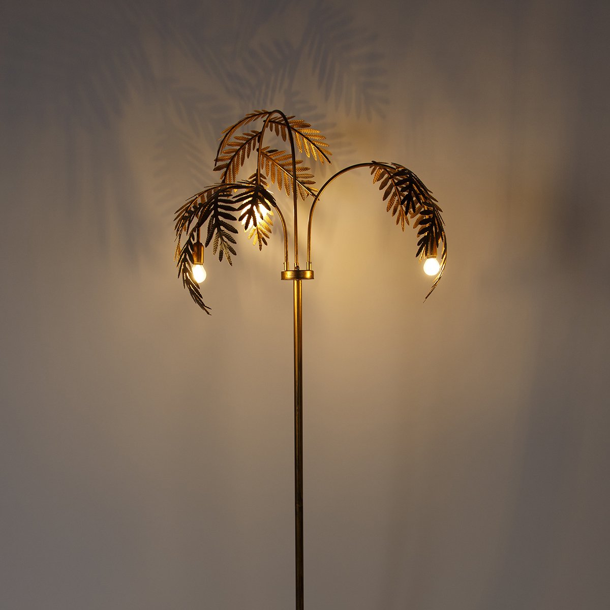 QAZQA botanica - Landelijke Vloerlamp | Staande Lamp - 3 lichts - H 193 cm - Goud/messing - Woonkamer | Slaapkamer thumbnail 2
