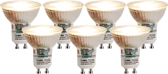 LUEDD Set van 7 GU10 dimbare LED lampen 7W 500 lm 2700K
