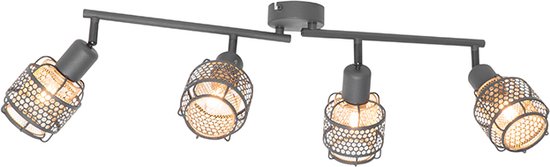 QAZQA noud - Design Plafondspot | Spotje | Opbouwspot - 4 lichts - L 84.5 cm - Zwart Goud - Woonkamer | Slaapkamer | Keuken