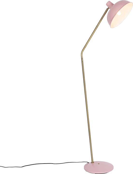 QAZQA milou - Lampadaire Rétro | Lampe sur pied / 1 lumière - H 138 cm - Rose - Salon | Chambre à coucher | Cuisine