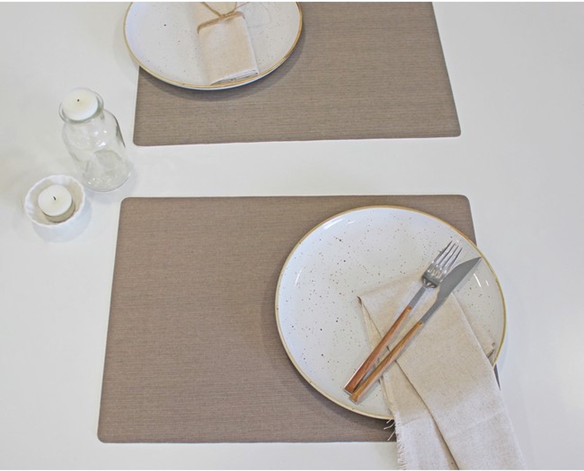 4x Sofia Placemat Sand - 30x43cm - onderlegger - tafeldecoratie - tafel dekken - Linen look