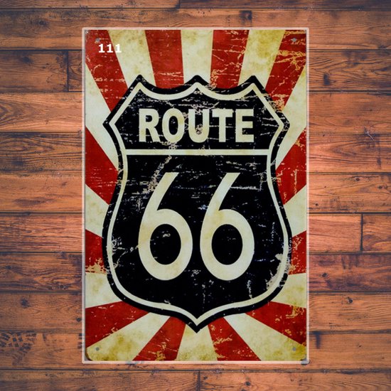 Wandbordje Route 66 Logo USA