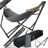 Bol.com KESSER® Hangmat Vill 120kg Draagvermogen voor Binnen & Buiten met Frame Metaal Opvouwbaar - Grijs aanbieding