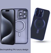 iPhone 15 Pro Max Hoesje -Fashion met MagSafe case - Transparant zwart/goud/ lichte groen