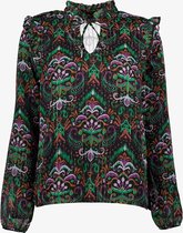 TwoDay dames blouse met print en schouderdetails - Zwart - Maat S