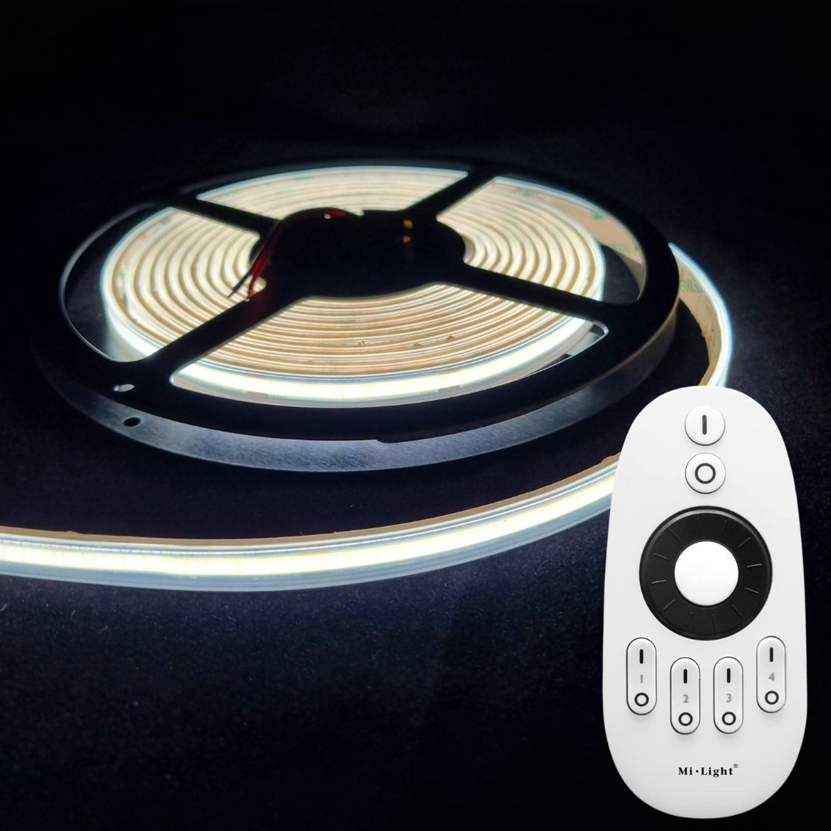 LED Strip COB - 5 Meter - Complete Set - 6000k - Koud Wit - 24V - IP65 Waterdicht - 480LED/m - Met RF Mi-Light(MiBoxer) Afstandsbediening
