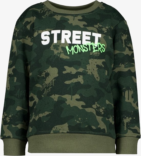 Unsigned jongens sweater met camouflage print - Groen - Maat 92