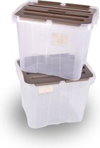 Set van 2 Opbergbox Stapelbaar Met Deksel |24L – Waterdicht | Ideaal Woonartikelen voor Huishouden, Slaapkamer en Klussen Organisatie