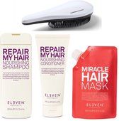 Eleven Australia - Repair My Hair - Shampooing + Après-shampooing + Masque capillaire Miracle + Brosse démêlante KG - Set réparateur