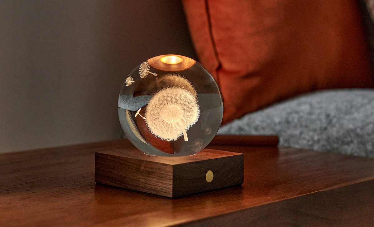 Amber Crystal Light 3D laser Dandelion
