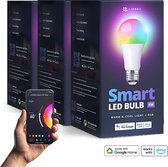 Lideka® - Pakket van 3 Slimme E27 9W LED Lampen - RGBW - Bediening via App - Aanpasbare Kleurtemperatuur (2700K-6500K) - Innovatieve LED Smart Verlichting - Dimbaar - Werkt met Google & Alexa