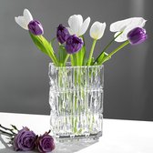 Duidelijke boekvaas van glas, tulpenvaas, rechthoekige bloemenvaas, glas, moderne vaas, kleine vazen voor tafel, bruiloft, slaapkamer, kantoor, decoratie, helder, L