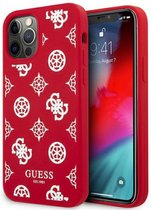 Guess Silicone Peony Back Case - Geschikt voor Apple iPhone 12 Pro Max (6.7") - Rood