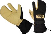 Snowshepherd Skihandschoenen - Leren 3 vinger wanten - Geel/Zwart - Anti-slip - Lobster handschoenen - Wanten - Heren - Dames - S