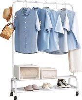 MeubelsvanJoep® kledingrek wit metaal & wieltjes - Garderoberek staand