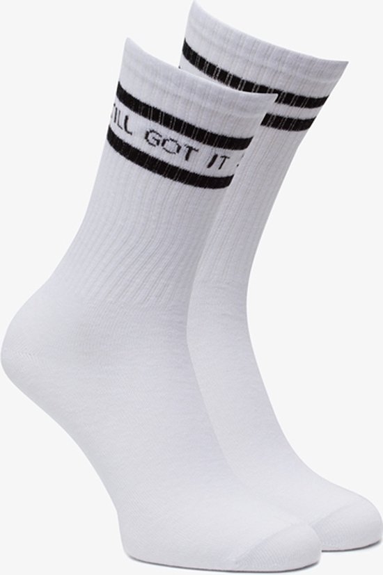 2 paar halfhoge dames sokken met tekstopdruk - Wit - Maat 39/42