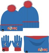 Sonic the Hedgehog winterset / Muts/Sjaal - col/ handschoenen - blauw - One Size