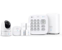 eufy Security - 6-Piece Alarm Kit - Wit,Beveiligingssysteem - Keypad - Bewegingssensor - 2 Raam-/deursensors + eufycam 2k pan&tilt cam