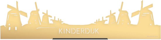 Standing Skyline Kinderdijk Goud Metallic - 60 cm - Woondecoratie design - Decoratie om neer te zetten en om op te hangen - Meer steden beschikbaar - Cadeau voor hem - Cadeau voor haar - Jubileum - Verjaardag - Housewarming - Interieur -