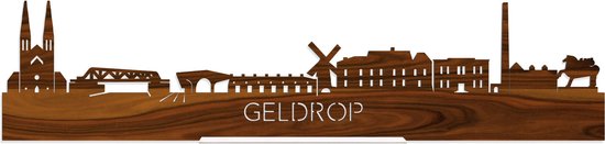 Standing Skyline Geldrop Palissander hout - 60 cm - Woondecoratie design - Decoratie om neer te zetten en om op te hangen - Meer steden beschikbaar - Cadeau voor hem - Cadeau voor haar - Jubileum - Verjaardag - Housewarming - Interieur -
