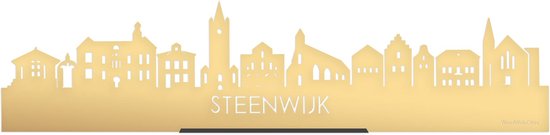 Standing Skyline Steenwijk Goud Metallic - 40 cm - Woon decoratie om neer te zetten en om op te hangen - Meer steden beschikbaar - Cadeau voor hem - Cadeau voor haar - Jubileum - Verjaardag - Housewarming - Aandenken aan stad - WoodWideCities