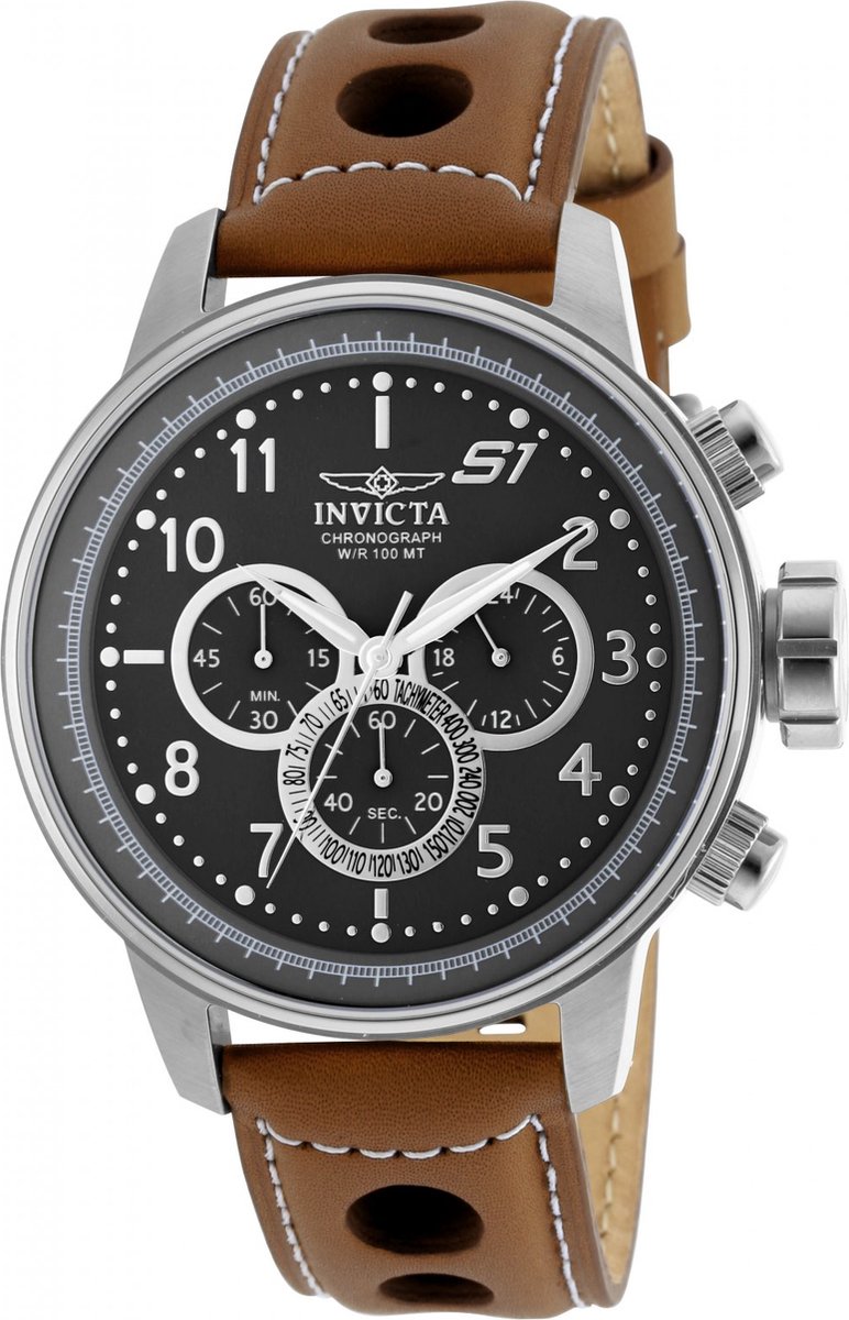 Invicta S1 Rally 90102 Heren Horloge - Waterdicht - Analoog - Quartz Uurwerk - Roestvrij Staal met grijze Wijzerplaat - 48mm