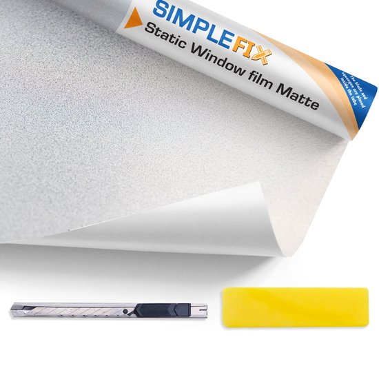 Simple Fix Raamfolie - 45cm x 500cm - Anti Inkijk - Statisch - Plakfolie Zelfklevend en Isolerend - HR++ folie - Mat - Simple Fix
