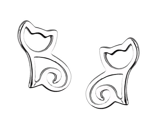 Dames oorbellen Zilver - Zilver oorbellen - Minimalistisch katten oorstekers - Amona Jewelry
