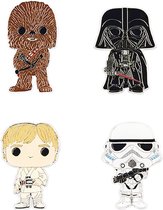 Funko Pop! Pin: 4-Pack: Star Wars - Luke Skywalker / Chewbacca / Darth Vader / Stormtrooper Enamel Pin Set