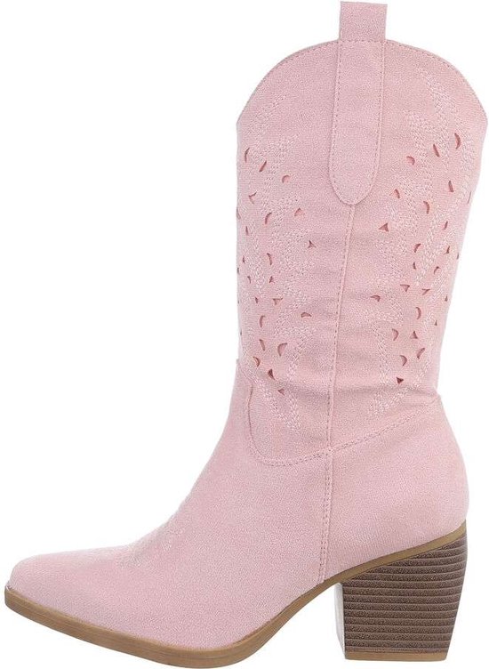 ZoeZo Design - laarzen - western laarzen - cowboy laarzen - suedine - roze - zacht roze - maat 38 - half hoog - met rits - kuitlaarzen