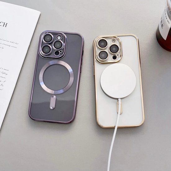 Leleyo IPhone 14 Pro Hoesje – Metalen Bumper, Matte Transparante Achterkant, Camera-bescherming En Magnetische Standaard