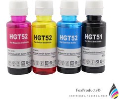 FoxProducts® 4x GT51 GT52 XL GT31 GT32 XL Inktflessen - Inkt geschikt voor HP DeskJet GT 5810, 5820, Ink Tank 310, 410, 415, Smart Tank 350 en 450